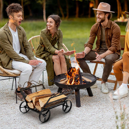 Firewood Rack With Wheels, Steel Log Holder 20 x 16 x 11