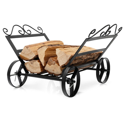 Firewood Rack With Wheels, Steel Log Holder 20 x 16 x 11