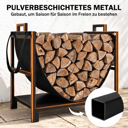 Firewood Rack with Canvas Carrier, 47.5 x 33 x 44 cm