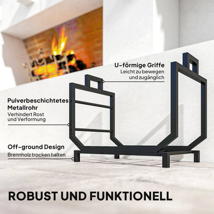 Firewood Rack with Carry Bag, Metal, 53x33x43 cm