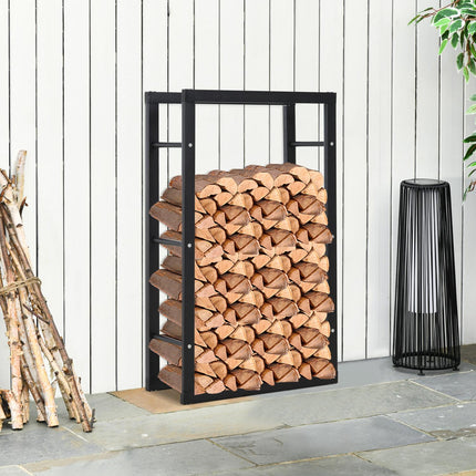 Stojan na dřevo ocelový, nosnost 100 kg, černý, 60x25x100 cm