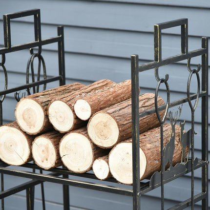 Wood stand with tools, iron, gold, 51.5 x 33 x 77 cm