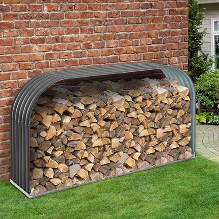 Stojan na dřevo ocelový, šedý – 208x46x112 cm, úložný objem 0.85 m³