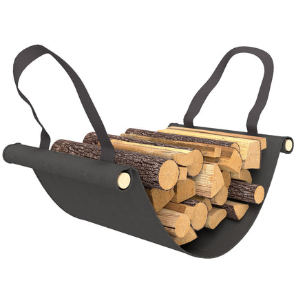 Stojan na dřevo, 0.33 m³, s taškou na nošení a krytem, kovový rám, až 150 kg, 120 x 36 x 99 cm, černý