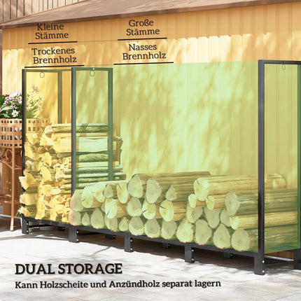 Steel wood rack - 2 sections, 3 hooks, 300 kg capacity