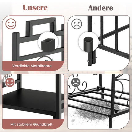 Firewood rack Metal firewood stand with handles & adjustable foot pads 46 x 34 x 45 cm Black