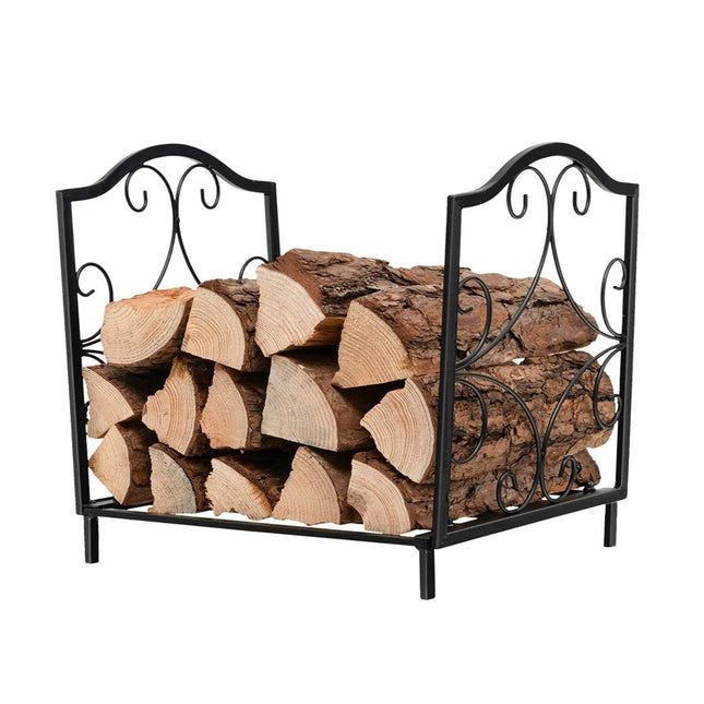 Stojan na dřevo, kovový stojan na dřevo s nosností až 60kg, 37 x 32 x 39.5 cm černý