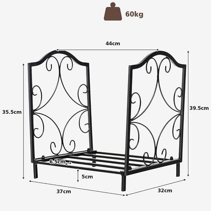Stojan na dřevo, kovový stojan na dřevo s nosností až 60kg, 37 x 32 x 39.5 cm černý
