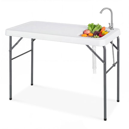 Fish Cleaning Table, Folding Sink and Faucet, 114 cm