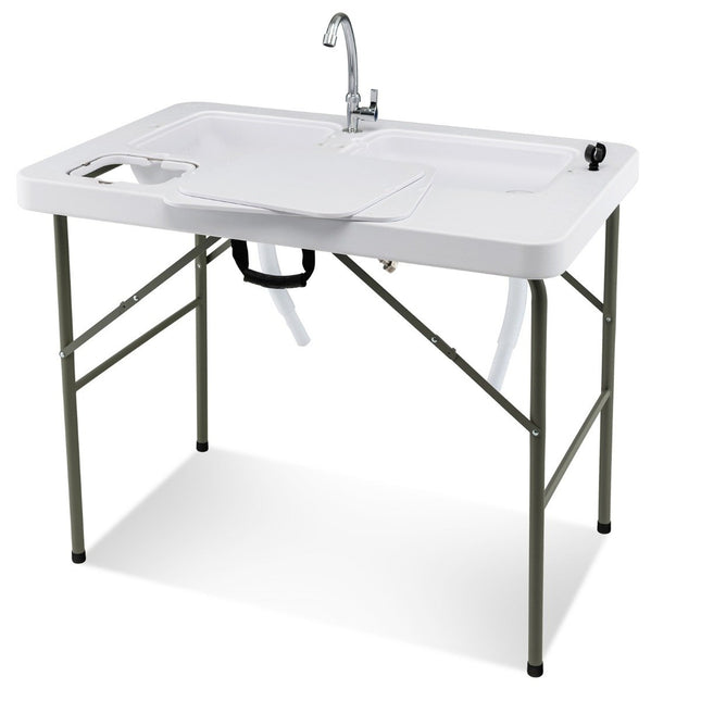 Visreinigingstafel opvouwbare fileertafel 101,5 x 65,5 x 107,5 cm wit