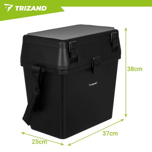 Rybářský sedací box s organizérem a popruhem, 38×34×21 cm