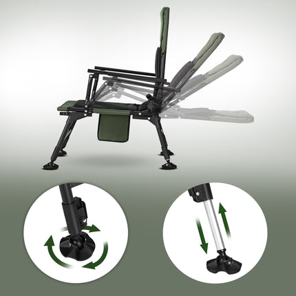 Fishing Chair With Footrest, Adjustable Backrest, 180 kg