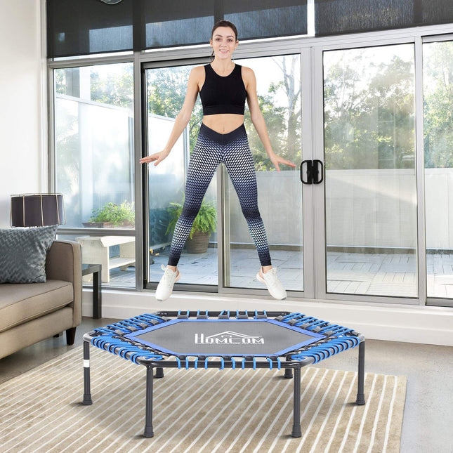 Fitness trampolína na jógu, Ø105x26 cm, modrá ocel