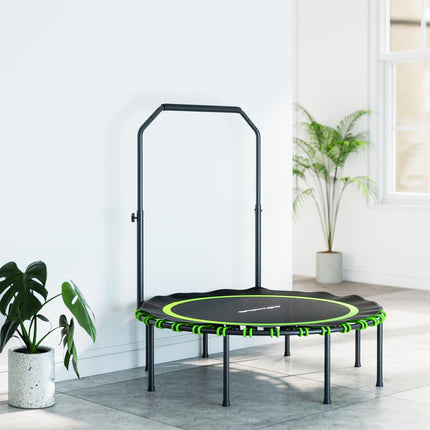 Fitness trampolína s nastavitelným madlem, do interiéru i exteriéru, zelená