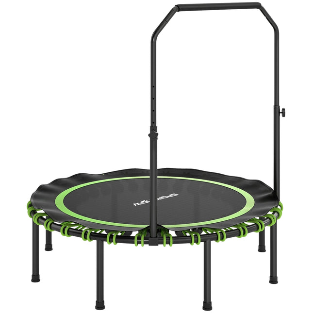 Fitness trampolína s nastavitelným madlem, do interiéru i exteriéru, zelená