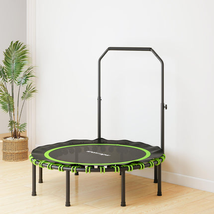 Fitness Trampoline with Adjustable Handle, Indoor/Outdoor, Green