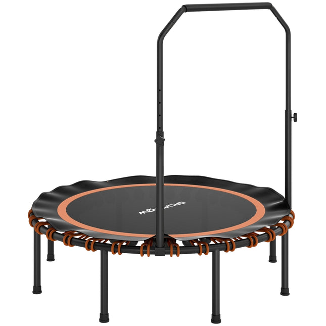 Fitness trampolína s nastavitelným madlem, do interiéru i exteriéru, oranžová