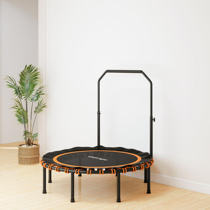 Fitness Trampoline with Adjustable Handle, Indoor/Outdoor, Steel/Plastic, Orange