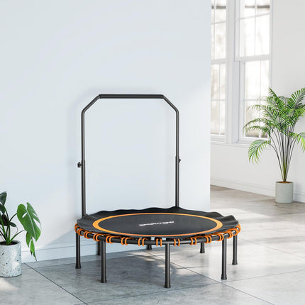 Fitness Trampoline with Adjustable Handle, Indoor/Outdoor, Steel/Plastic, Orange