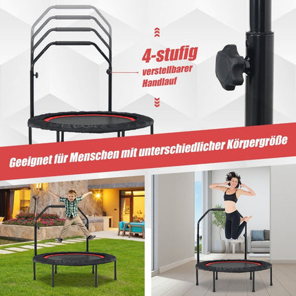 Fitness trampolína s nastavitelným madlem a odporovými gumami