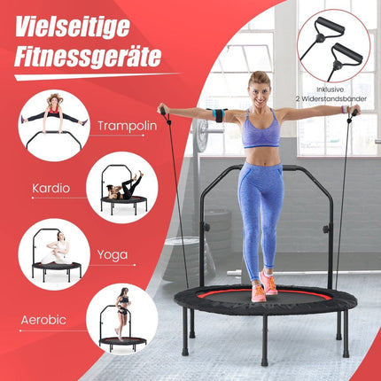 Fitness trampolína s nastavitelným madlem a odporovými gumami
