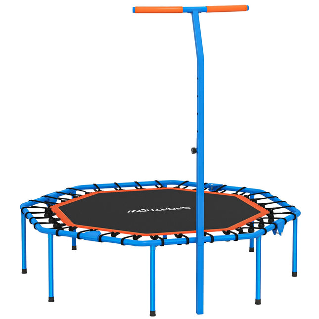 Fitness trampolína s nastavitelným madlem, ocel, do interiéru