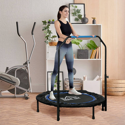 Skládací fitness trampolína, 100 kg, nastavitelné madlo, LCD