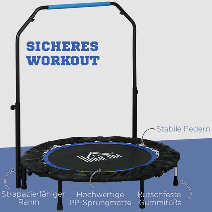 Skládací fitness trampolína, 100 kg, nastavitelné madlo, LCD