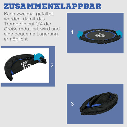 Skládací fitness trampolína, 100 kg, nastavitelné madlo, LCD