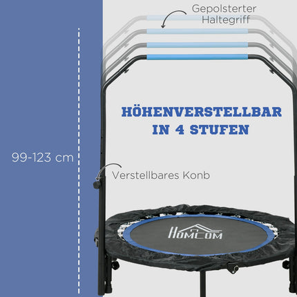 Skládací fitness trampolína, 100 kg, nastavitelné madlo, LCD