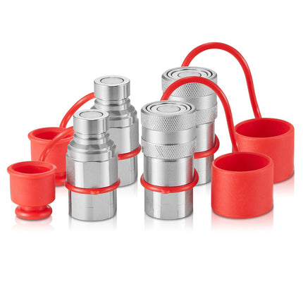 Flat Face Hydraulic Couplers, 1/2 in NPT, 2 Pair