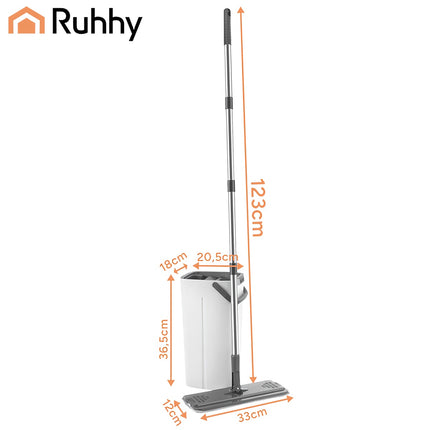 Plochý mop s dvoukomorovým kbelíkem 8.5L a 3 návleky