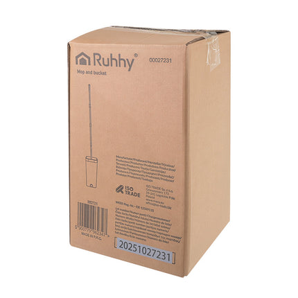 Plochý mop s dvoukomorovým kbelíkem 8.5L a 3 návleky