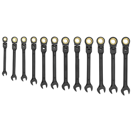 Flex-Head Ratcheting Wrench Set, 24-Piece SAE Metric, 72-Tooth