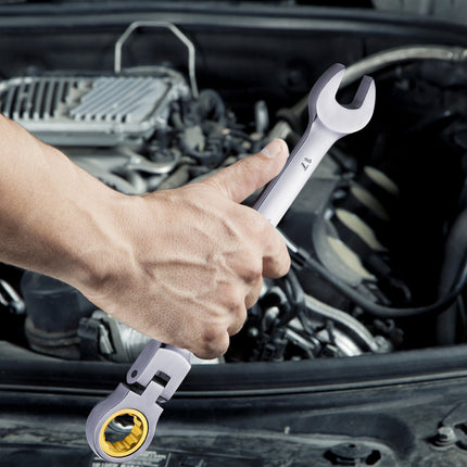Flex-Head Ratcheting Wrench Set, 8-Piece Metric 8-17mm