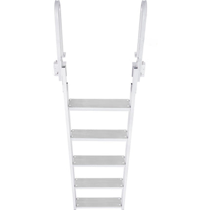 Flip-Up Dock Ladder, 5-Step Aluminum, 350 lb, Non-Slip