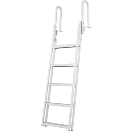 Flip-Up Dock Ladder, 5-Step Aluminum, 350 lb, Non-Slip