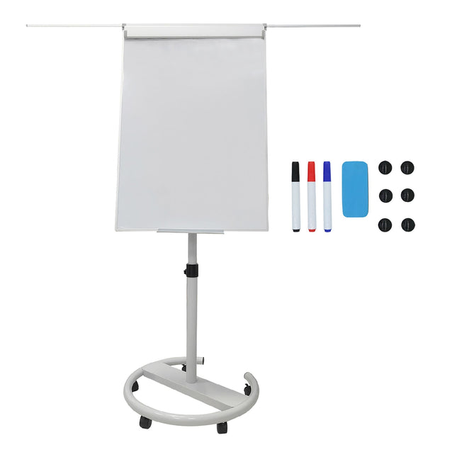 Flipchart-whiteboard, 100x70 cm, mobiel met zijarmen