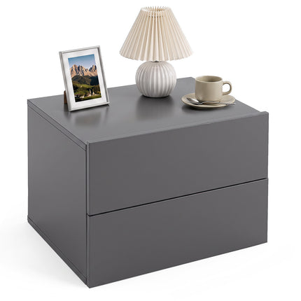 Floating Nightstand with Drawers – Grey, Wall-Mounted