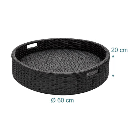 Plovoucí bazénový tác – černý, 60 cm, ratan odolný povětrnosti