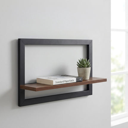 Floating Wall Shelves Set Of 3 – Metal Frame, MDF