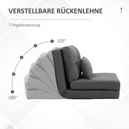 Polohovatelné rozkládací křeslo s polštáři – len