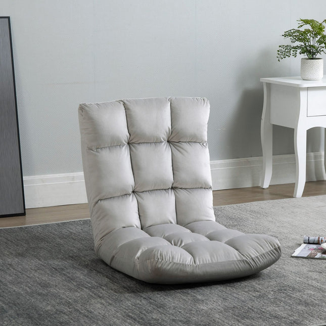 Adjustable 3-in-1 Floor Chair, 13-position Sun Lounger - Grey
