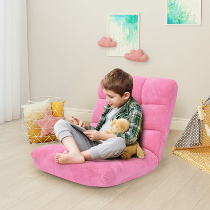 Skládací podlahová židle lenoška tatami, sedací polštář, růžová