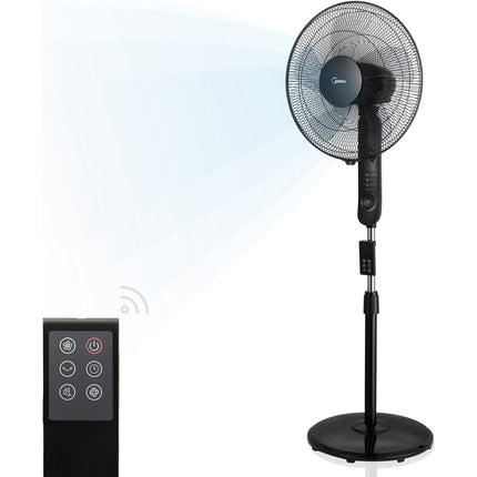 Podlahový ventilátor, 3 rychlosti a dálkové ovládání, černý