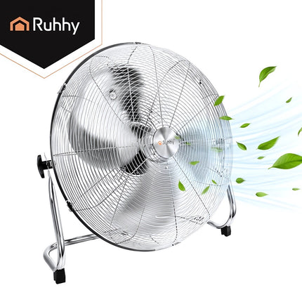 Floor Fan 50 cm 130 W with 3 Speeds and Metal Body, Aluminium Blades