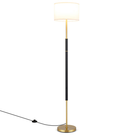 Stojací lampa 165 cm, lněné stínidlo, E27, nožní vypínač