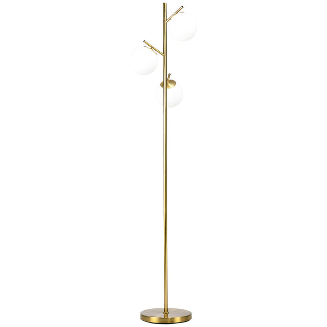 Stojací lampa s paticí E27, 3 skleněná stínidla, 169 cm