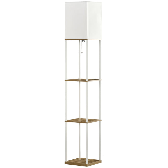 Stojací lampa s látkovým stínidlem, objímka E27, 40W, bílá