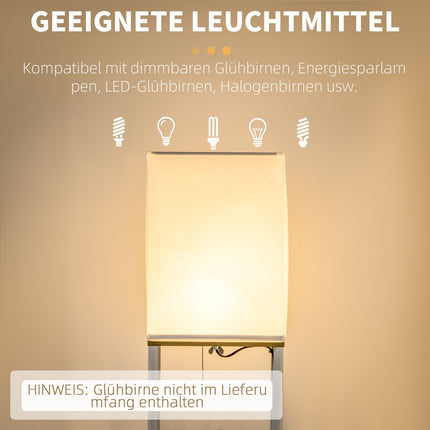 White floor lamp with fabric shade, E27 Socket, 40W